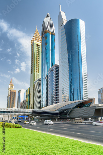 Canvas Print Beautiful view of skyscrapers at downtown of Dubai. UAE