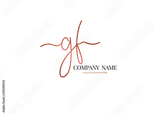 G F GF Initial handwriting logo design with circle. Beautyful design handwritten logo for fashion, team, wedding, luxury logo.