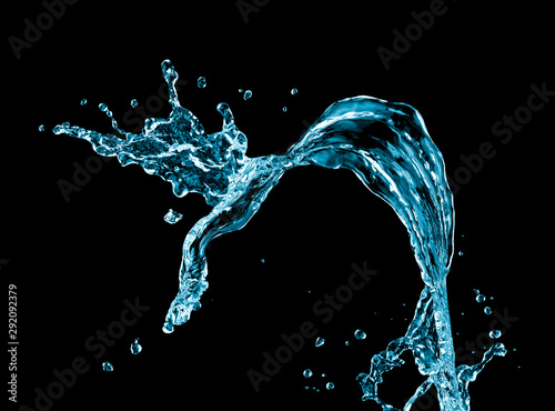 Blue water splash, close up