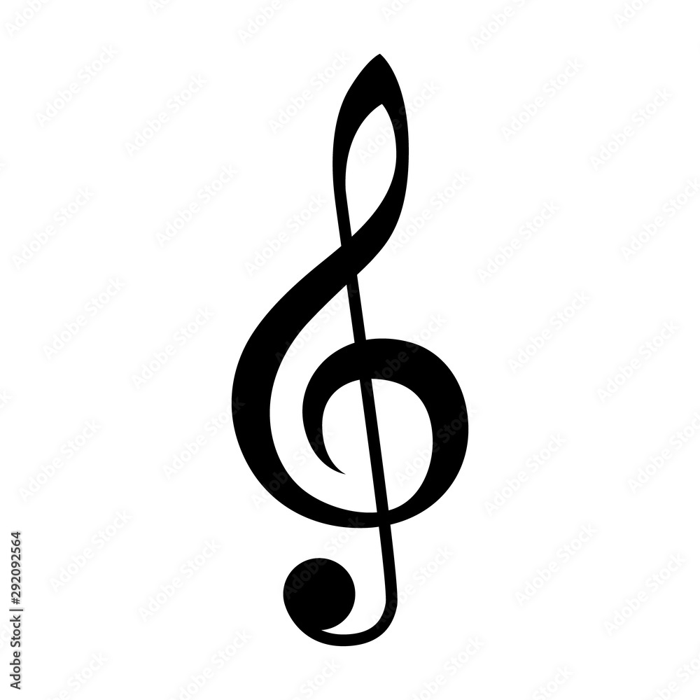Treble clef or classical music note flat vector icon for musical apps and websites Treble clef or classical music note flat vector icon for musical apps and websites