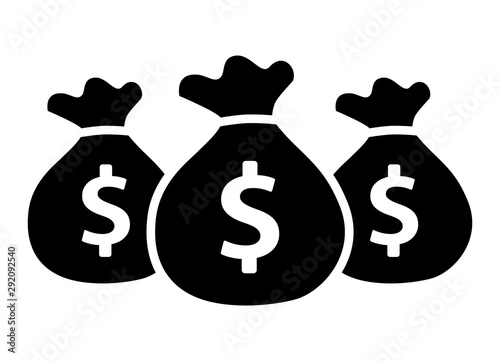 Bags of money or cash savings flat vector icon for financial apps and websites