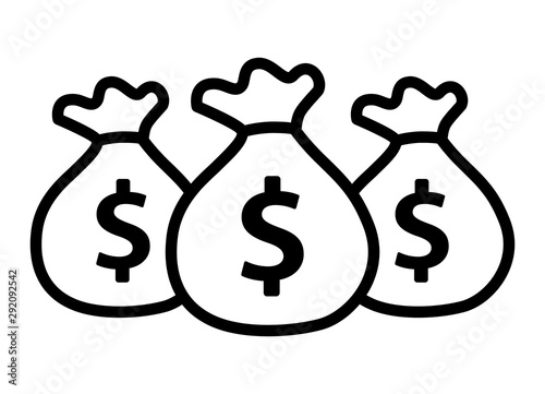 Bags of money or cash savings line art vector icon for financial apps and websites