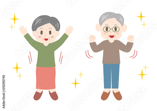 元気で健康なお年寄り男女のイラスト