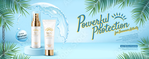 Powerful sunscreen product banner