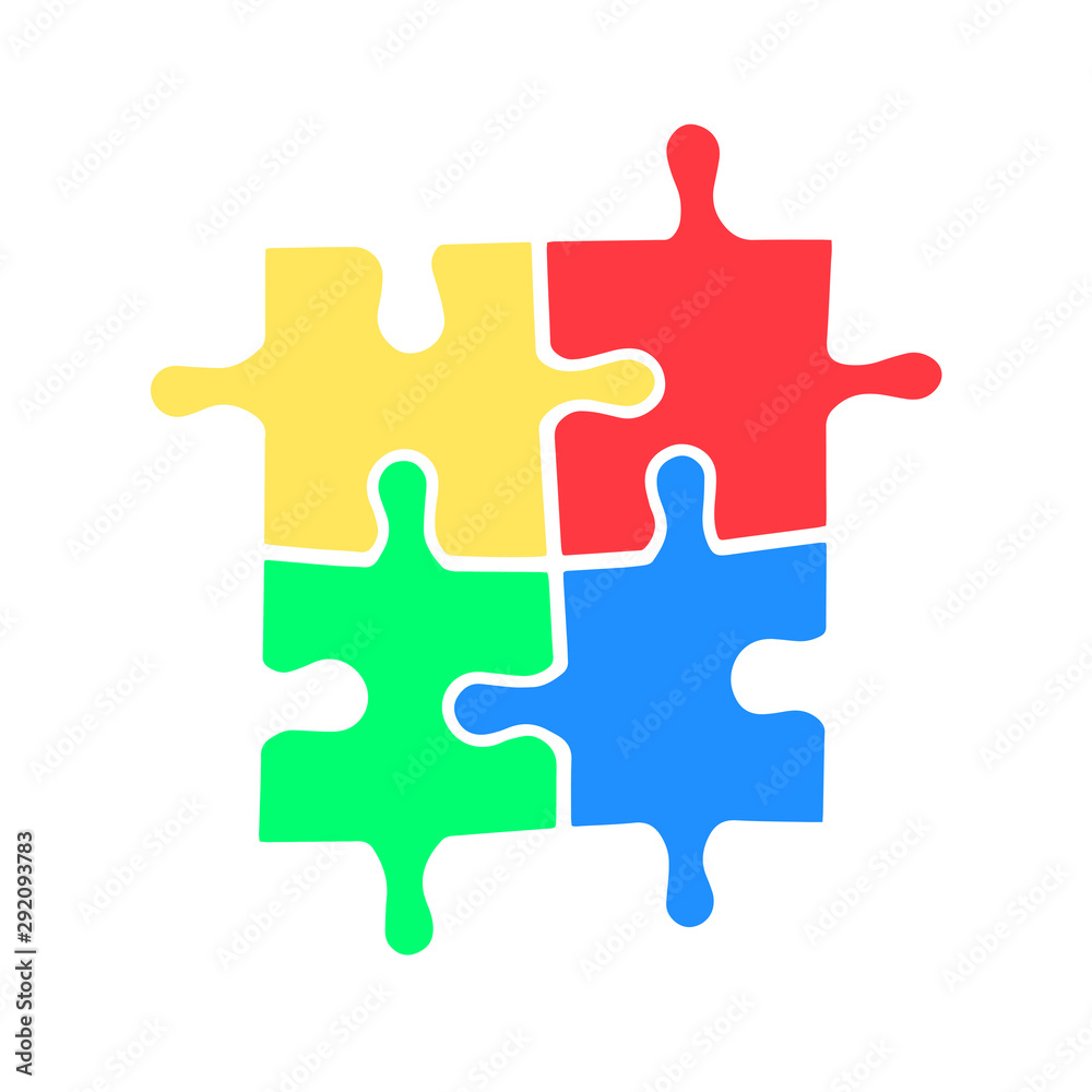 Puzzle icon vector illustration. Four fragments Puzzle icon vector illustration. Four fragments