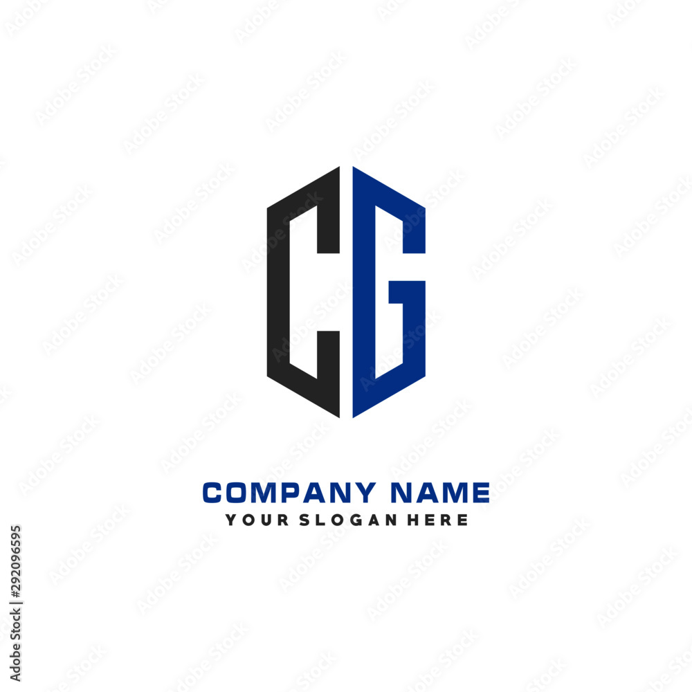 CG Initial Letter Logo Hexagonal Design, initial logo for business,