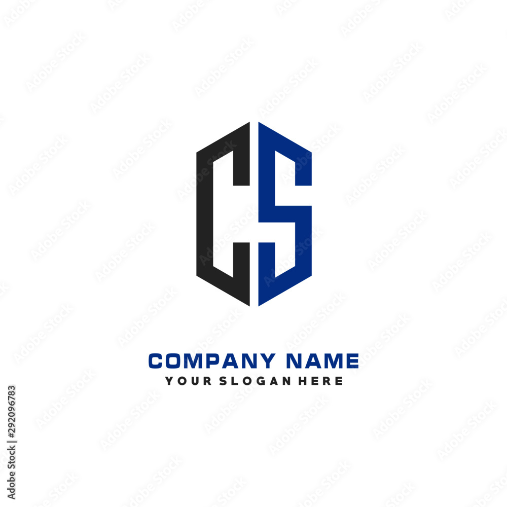 CS Initial Letter Logo Hexagonal Design, initial logo for business,