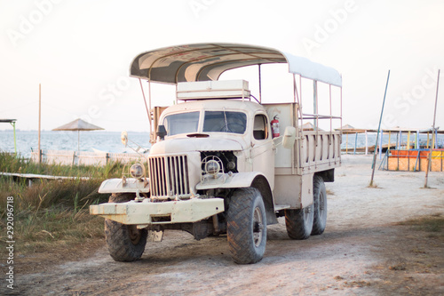 big truck for safari excursions. car in the color of desert sand