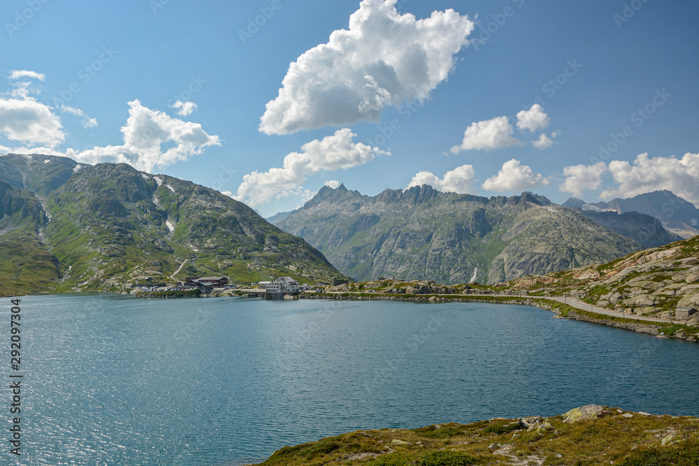 View on Totensee lake in Grimselpass in Swiss Alps