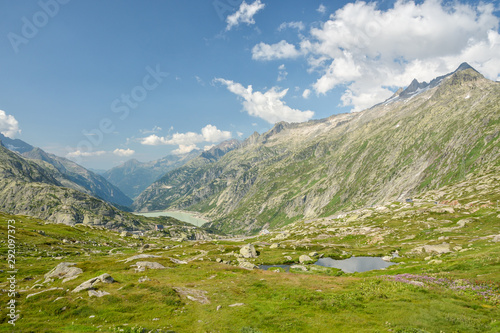 Grimselpass, high mountain pass in Swiss Alps photo