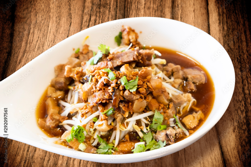 Chinese traditional tube noodles on a wooden table Chinese traditional tube noodles on a wooden table