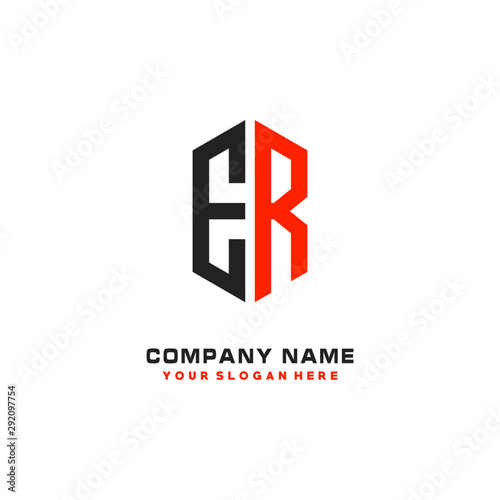 ER Initial Letter Logo Hexagonal Design, initial logo for business,