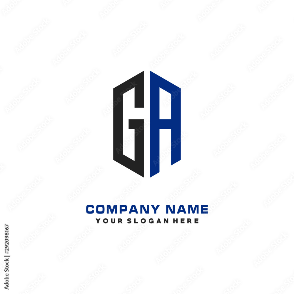 GA Initial Letter Logo Hexagonal Design, initial logo for business, GA Initial Letter Logo Hexagonal Design, initial logo for business,