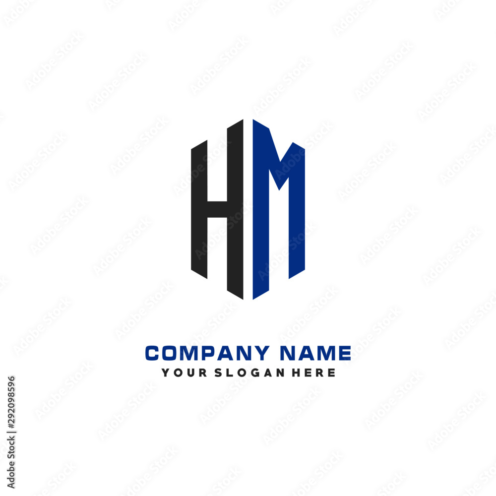 HM Initial Letter Logo Hexagonal Design, initial logo for business, HM Initial Letter Logo Hexagonal Design, initial logo for business,