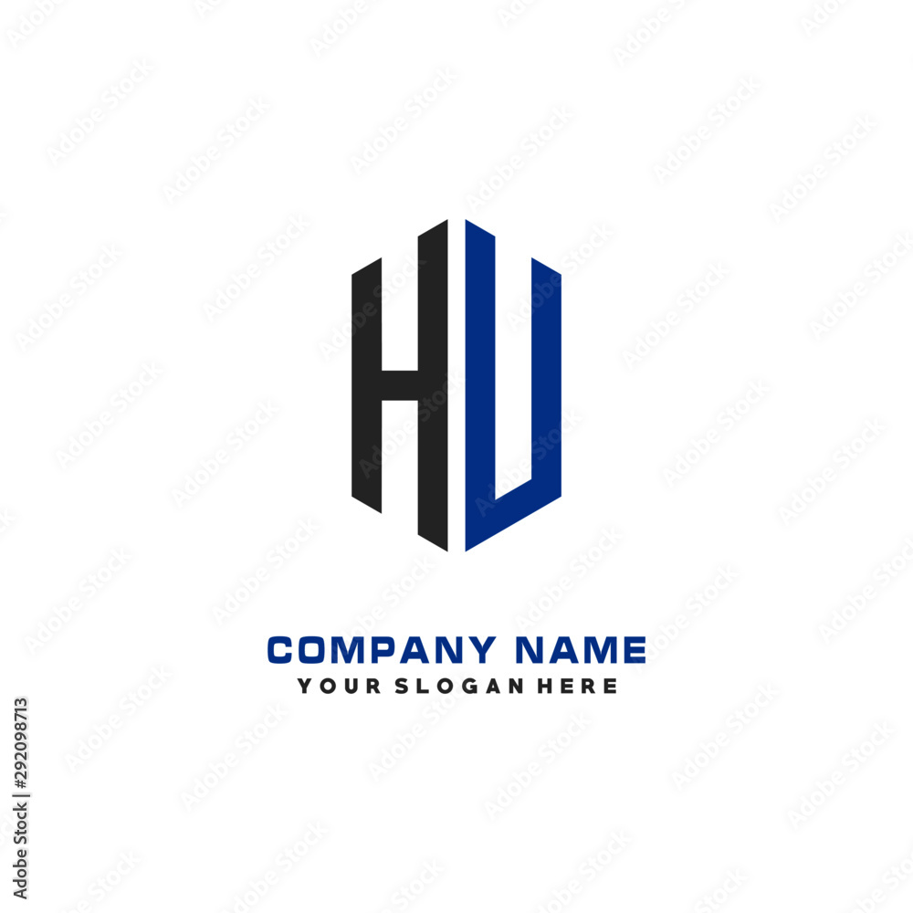 HU Initial Letter Logo Hexagonal Design, initial logo for business, HU Initial Letter Logo Hexagonal Design, initial logo for business,