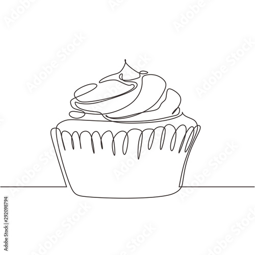 Cupcake one line drawing si...