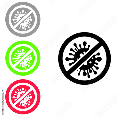 Stop virus vector icon. germs and microbe illustration symbol. Antibacterial and antiviral defence sign or logo.