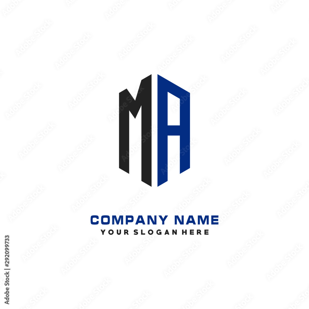 MA Initial Letter Logo Hexagonal Design, initial logo for business, MA Initial Letter Logo Hexagonal Design, initial logo for business,