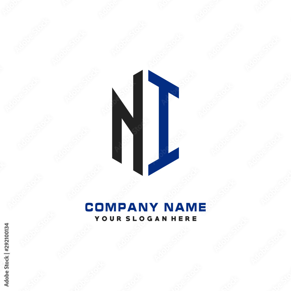 NI Initial Letter Logo Hexagonal Design, initial logo for business, NI Initial Letter Logo Hexagonal Design, initial logo for business,