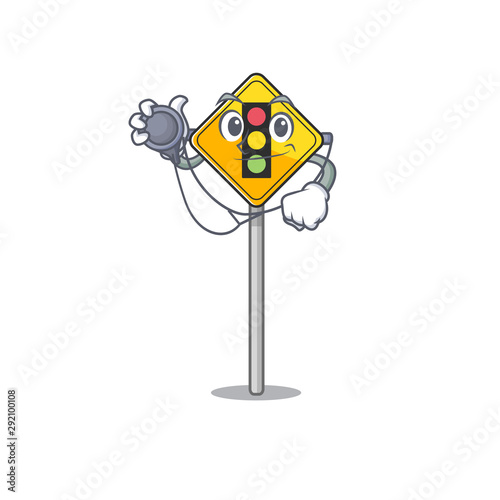 Doctor traffic light ahead on the cartoon