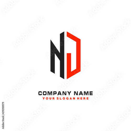 NJ Initial Letter Logo Hexagonal Design, initial logo for business,