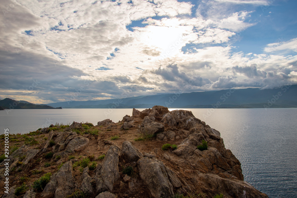 Fototapeta premium Olkhon. Baikal. Landscapes of Lake Baikal. Nature of Lake Baikal. Plains. Steppes.