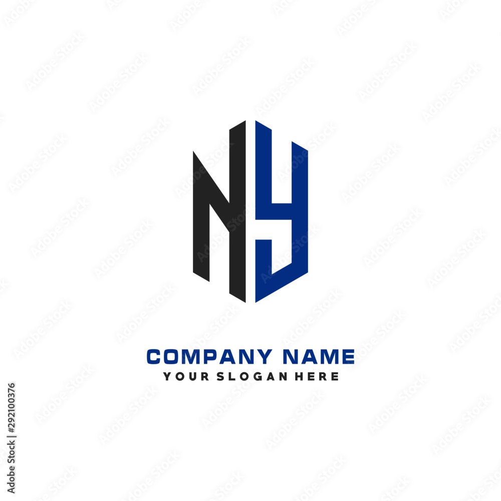 Obraz premium NY Initial Letter Logo Hexagonal Design, initial logo for business,
