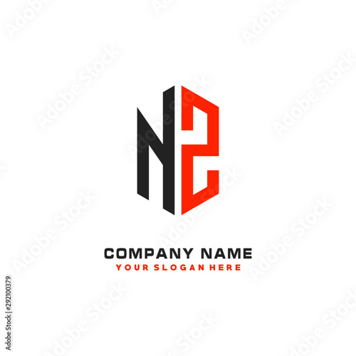 NZ Initial Letter Logo Hexagonal Design, initial logo for business,
