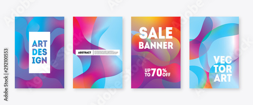 Dynamic color modern fluid shapes sale banners. Sale flyer template design  special offer set