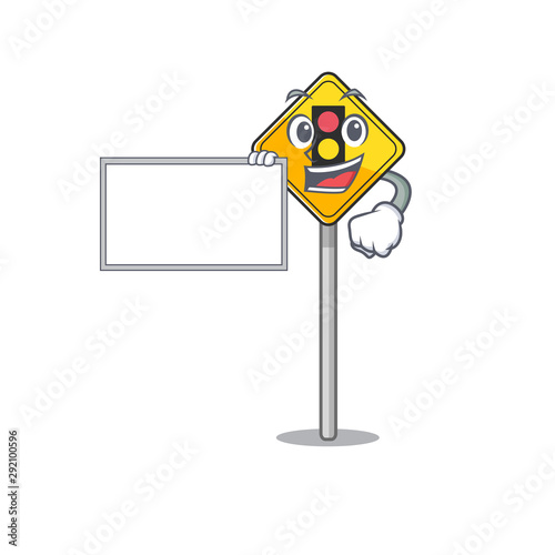 With board traffic light ahead on the cartoon