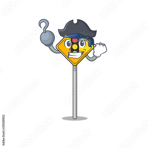 Pirate traffic light ahead on the cartoon