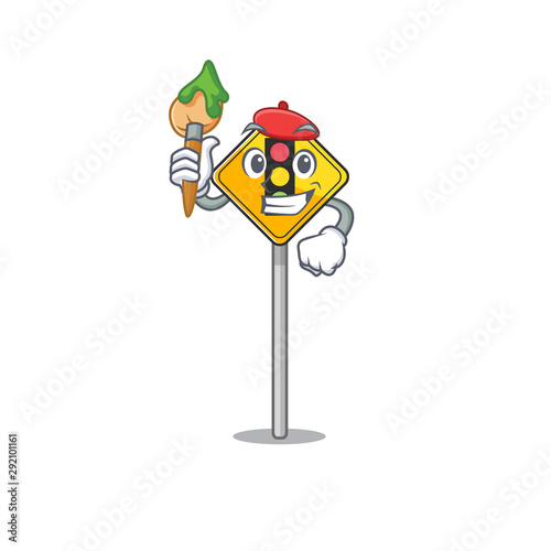 Artist traffic light ahead on the cartoon