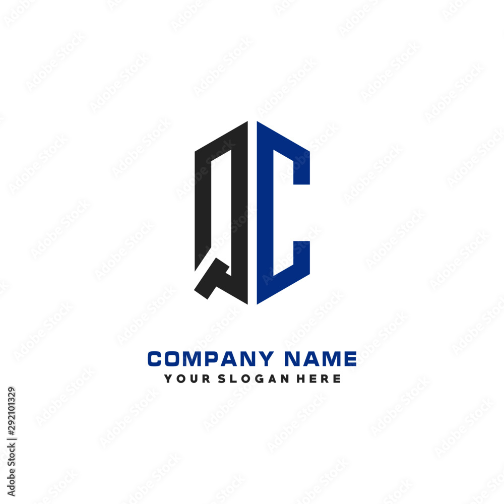 QC Initial Letter Logo Hexagonal Design, initial logo for business, QC Initial Letter Logo Hexagonal Design, initial logo for business,