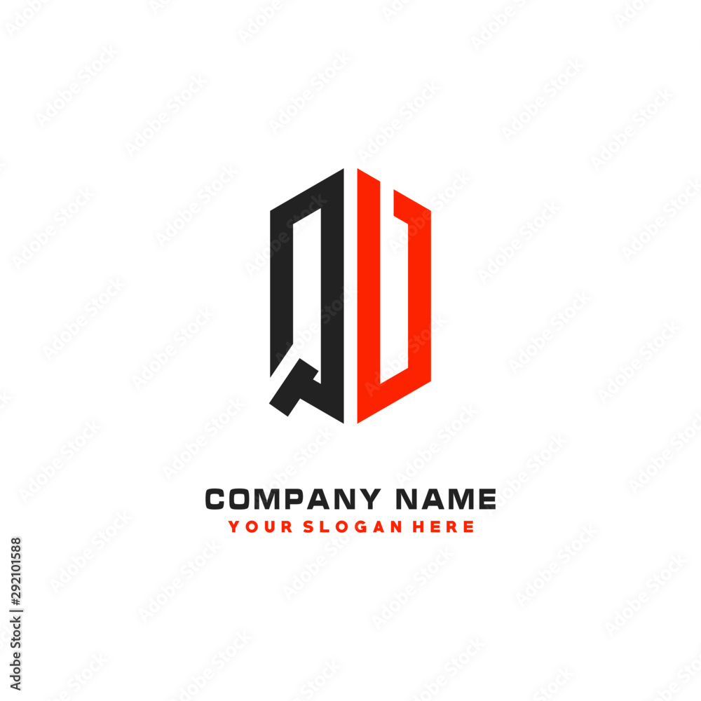 QV Initial Letter Logo Hexagonal Design, initial logo for business,