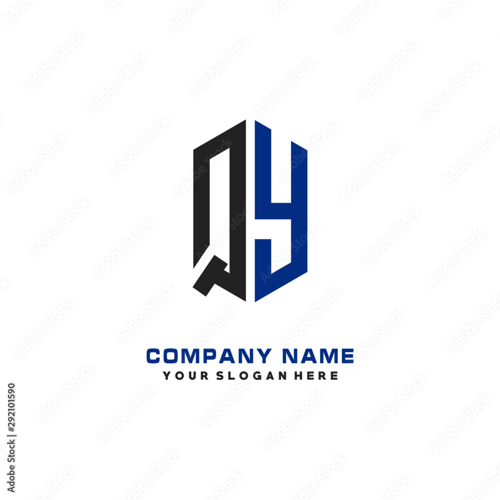 QY Initial Letter Logo Hexagonal Design, initial logo for business, QY Initial Letter Logo Hexagonal Design, initial logo for business,