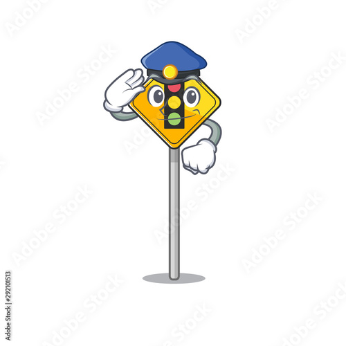 Police traffic light ahead on the cartoon