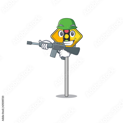 Army traffic light ahead on the cartoon