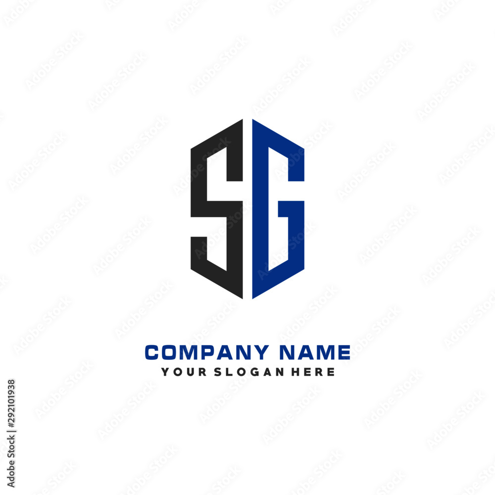 SG Initial Letter Logo Hexagonal Design, initial logo for business,