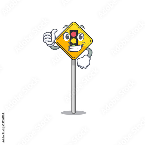 Thumbs up traffic light ahead isolated with cartoon