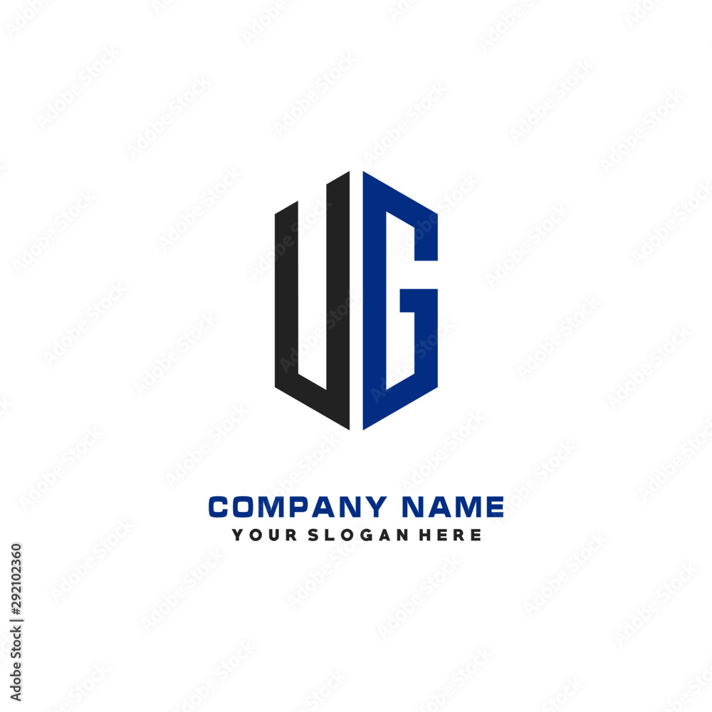 UG Initial Letter Logo Hexagonal Design, initial logo for business, UG Initial Letter Logo Hexagonal Design, initial logo for business,