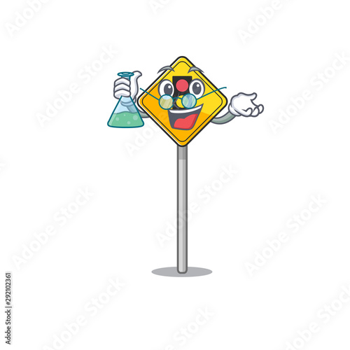 Professor traffic light ahead isolated with cartoon