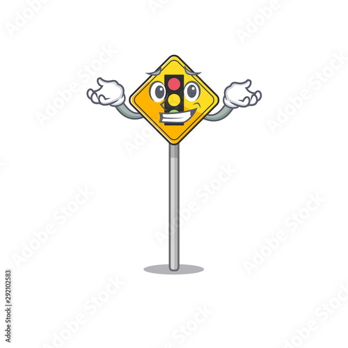 Grinning traffic light ahead isolated with cartoon