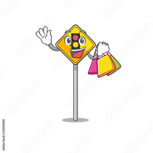 Shopping traffic light ahead isolated with cartoon