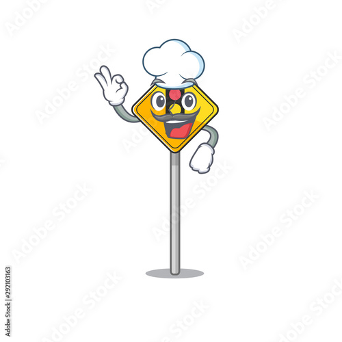 Chef traffic light ahead isolated with cartoon