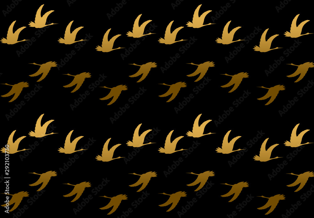 背景 パターン 飛ぶ鳥 ゴールド 黒地 Stock Illustration Adobe Stock