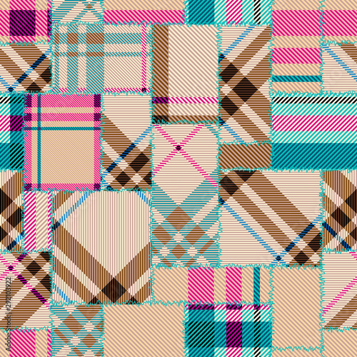 Patchwork textile pattern. Seamless quilting design background.