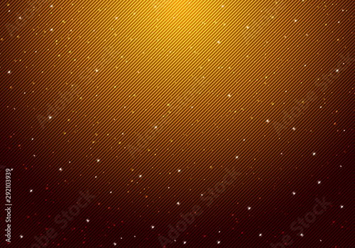 Night shining starry night sky with stars universe space infinity and starlight on yellow light and black background with diagonal lines striped. Galaxy and planets in cosmos pattern.
