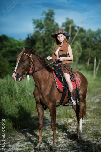 girl ride horse in farm © Focusp 