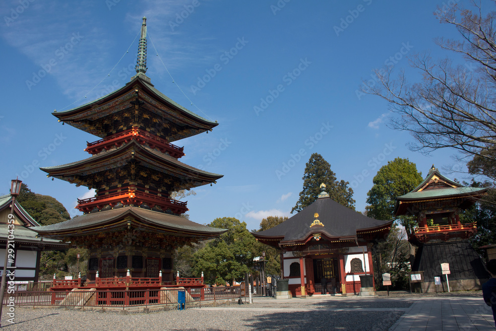 Japanese people and foreigner traveler walking visit and praying in Daitou or Great pagoda of Naritasan Shinshoji Temple at Chiba Prefecture in Tokyo, Japan