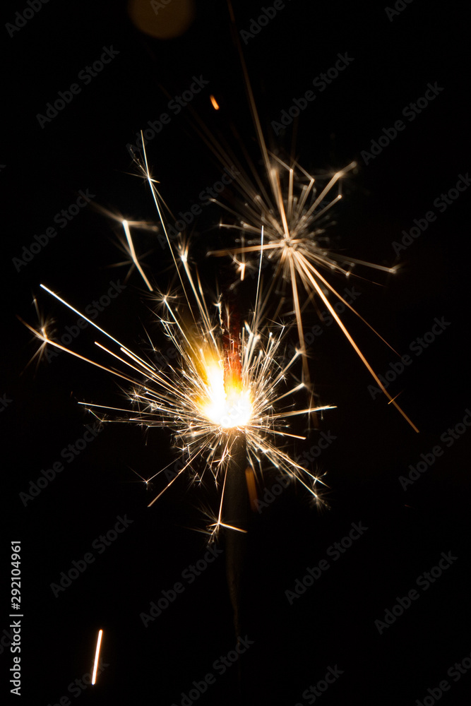 Bengal fire sparkles isolated on black background Bengal fire sparkles isolated on black background
